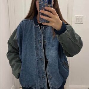 Blue and Green Denim Jacket